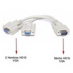 Cable Splitter - divisor VGA, Conecta 2 dispositivos VGA a una sola salida, sea de tu computadora o laptop.