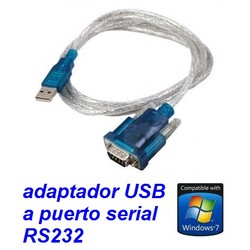 Adaptador USB a Puerto Serial RS-232 generico, WINDOWS 7 COMPATIBLE